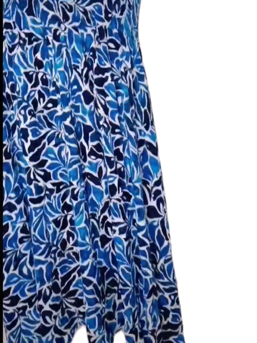 Blue Floral Print Women's Dress - Elegant V-Neck - Picture 4 of 14